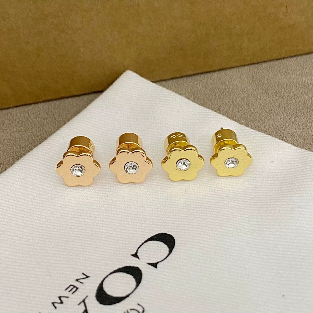 Coach Polished Mini Flower Crystal Stud Earrings